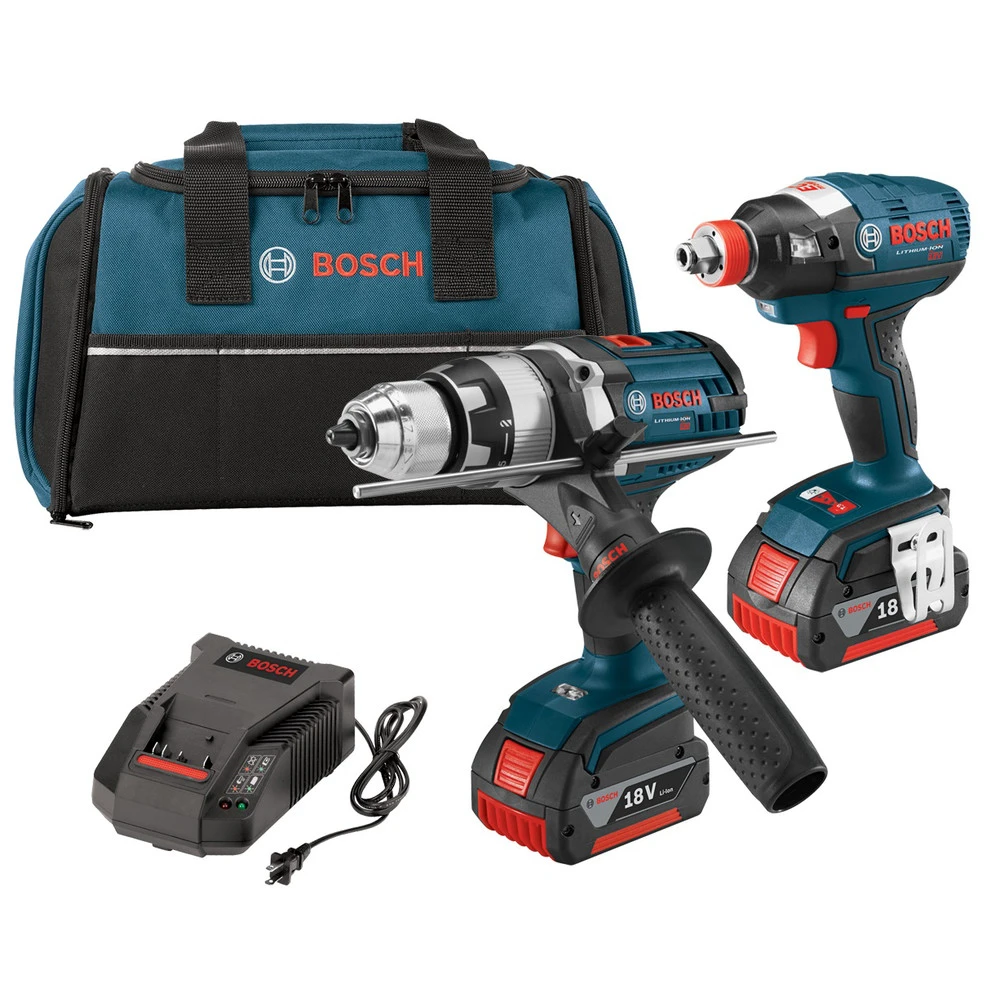 Budget 👏 Factory Reconditioned Bosch CLPK224-181-RT 18V Cordless Lithium-Ion 1/2 In. 🔨 Hammer Drill And Socket Ready Impact Driver Combo Kit 🎁 1 Budget 👏 Factory Reconditioned Bosch CLPK224-181-RT 18V Cordless Lithium-Ion 1/2 In. 🔨 Hammer Drill And Socket Ready Impact Driver Combo Kit 🎁