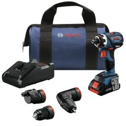 New ๐ Factory Reconditioned Bosch GSR18V-535FCB15-RT 18V EC Brushless Connected-Ready Flexiclick 5-in-1 Cordless Drill Driver System Kit (4 Ah) ๐