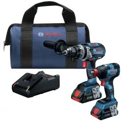 Budget 😍 Factory Reconditioned Bosch GXL18V-224B25-RT 18V Brute Tough Connected-Ready EC Brushless Li-Ion 1/2 In. Cordless 🔨 Hammer Drill Driver / 1/4 / 1/2 In. 2-In-1 Impact Driver Combo Kit (4 Ah) 🌟